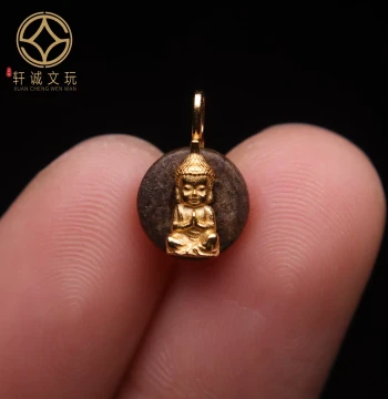 Original Design Sterling Silver 925 Gold-Plated Baby Buddha Spacer, Shim, Separator Bead for Long Bodhi Mala, DIY Collectible Accessories
