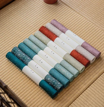 Zhishu Tangcao Pattern Tea Mat, Retro Chinese Style Tea Table Tablecloth Pad, Double-Sided Zen Fabric Table Runner