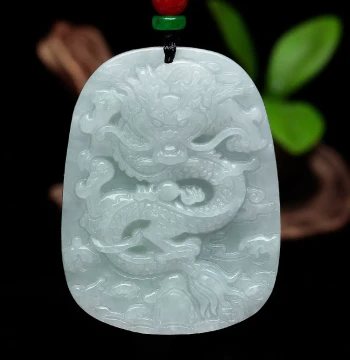 Large Dominant Natural Jade Dragon Pendant for Men, Zodiac Dragon Jade Piece, Soaring Dragon Across the Seas, Burmese Jade Necklace