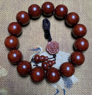 Authentic Indian Small-Leaf Red Sandalwood Bracelet Second-Grade Fat Material Original State No Glue No Oil No Wax No Technology