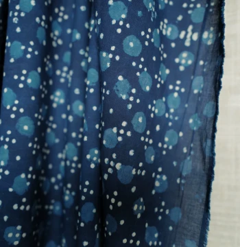 20cm Length Priced, 110cm Width UK Merchant and Mills 'Pond Life' Indigo Cotton Fabric