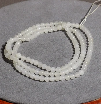 Loss Leader Sale: Fangyan Hetian Jade Qinghai Material Old Pit Clear Ice Base Mutton White Jade 4mm 148-Bead Round Necklace A6