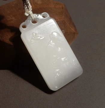 Yuxi Jewelry Natural Hetian Jade Qinghai Material Smoky Purple & Lotus Pink Dual-Color Landscape Plaque Pendant, Gift Q