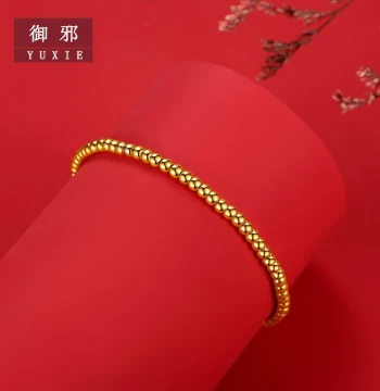 YUXIE Gold Evil-Repelling Transfer Bead, 24K Solid Gold LuLuTong Smooth Surface Loose Beads (Per Piece)