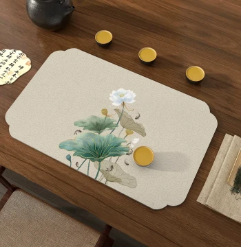 New Chinese Style Tea Mat Tea Pad Diatomite Water Drainage Pad Classical Chinese Style Absorbent Tea Table Cloth Dry Brew Cup Mat