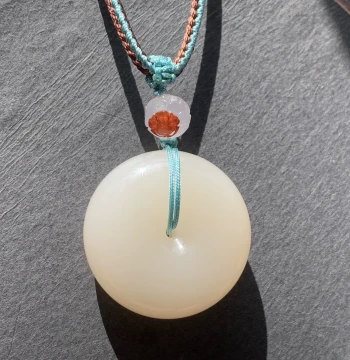 Hetian Jade Peace Buckle Pendant, Lotus Powder Peace Buckle Ornament, Lotus Powder Bread Buckle Pendant, Ultra-Fine Texture
