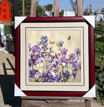 Intangible Cultural Heritage Pure Handmade Exquisite Magnolia Living Room Entrance Embroidery Gift Study Bedroom Bedside Decoration Su Embroidery Hanging Painting