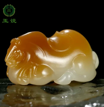 Yushuo Hetian Jade Zodiac Horse Pendant Men's Jade Drop Sugar Green-White Jade 3D Tang Horse Good Fortune Jade Ornament