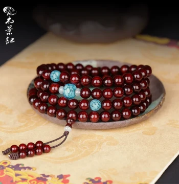 Fengya Golden Star Indian Small-Leaf Red Sandalwood Bracelet Women's Natural Authentic Prayer Beads 108 Beads Men's Bracelet Necklace Rosary