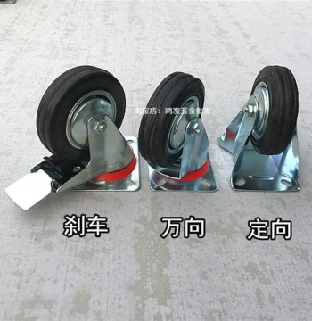 Small Industrial Caster Wheels - Wear-Resistant Black Rubber Pushcart Wheels, 4-inch Silent Swivel Casters