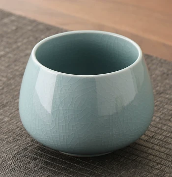 Ge Kiln Tea Residue Jar, Wastewater Container, Chinese Retro Style Brush Washer, Ceramic Zen Water Vessel, Home Tea Ceremony Accessory