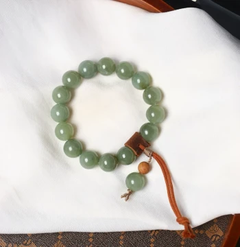 Natural Hetian Jade Xinjiang Qiemo Blue and Qiao Sugar Round Bead Original Design Bracelet, Unisex Jade Jewelry