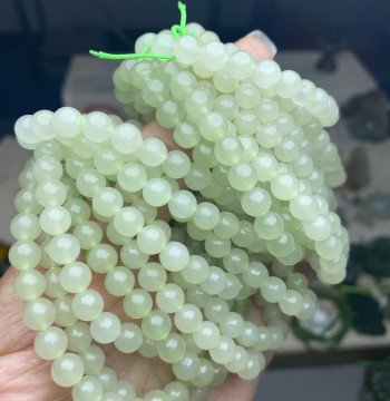 Natural Hetian Jade High-Ice Clear Sky Bracelet – Ice Grape Flesh Beaded Bracelet 6mm