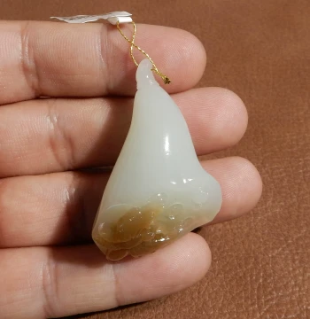 Yuxi Jewelry Natural Hetian Jade Xinjiang Qiemo Oily High-Fat Sugar White Jade Pure Lotus Pendant Q