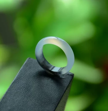 Ink Wisdom Eye 17 Natural Moonlight White Strange Stone Chalcedony Agate Black and White Ring Women's Pinky Ring Men's Running Loop Certificate 0066