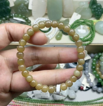G Grade Hetian Jade Golden Sugar Beaded Bracelet 6+