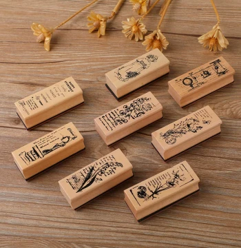 Exquisite Wooden Flower and Grass Collection Girl Seal Creative Fresh Plant Journal DIY Diary Decorative Seal 8