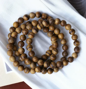 Wild Material Natural Indonesian Wild Agarwood Round Bead Bracelet - Unisex Agarwood Jewelry Gift
