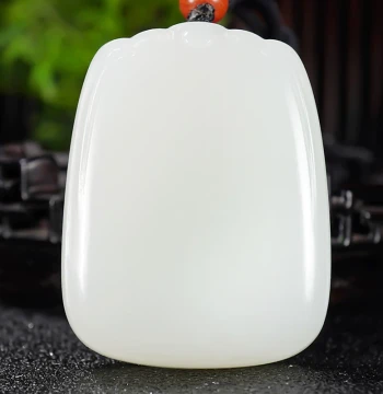 Thickened Bread-Brand Fine and Oily Hetian Jade Mutton Fat White Jade Pendant, Peace Safety Tablet, 53.23g