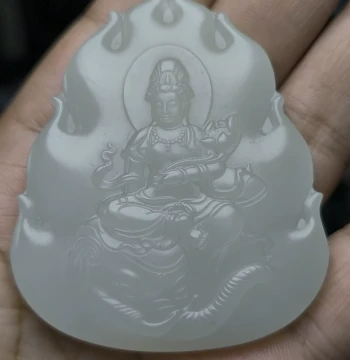 Hetian Jade Mountain Material Twelve Zodiac Guardian Buddha Dragon Snake Samantabhadra Bodhisattva Plaque Pendant Qinghai