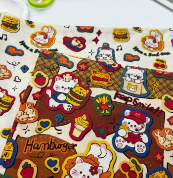 Copyright Pattern 100% Cotton 8oz Canvas and Poplin Hamburger Cat Sausage Ring Jacket Tablecloth Bags Overalls