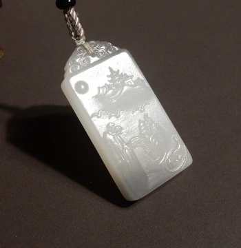 Yuxi Jewelry Natural Hetian Jade Qinghai Material Lotus Powder with Smoky Purple Su Gong Carving Landscape Home Pendant Q