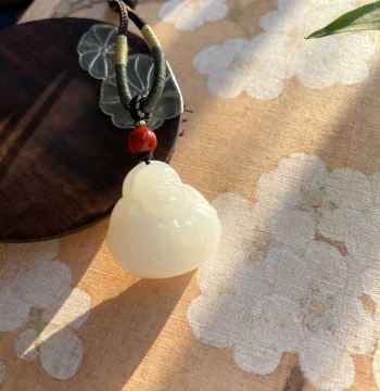 Hetian Jade White Jade Buddha Pendant Large-Belly Maitreya Buddha Mutton-Fat White Natural Jade Ornament