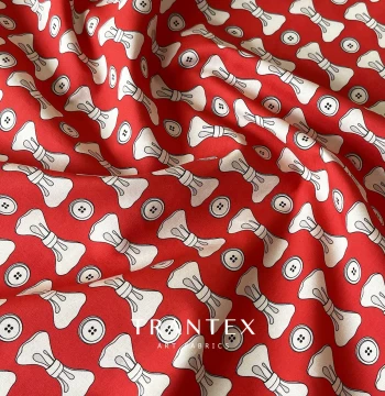 Cartoon Bowknot Princess Dress 100% Cotton Printed Floral Children's Wear Big Red Dress Fabric Material