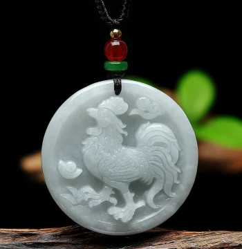 Round Zodiac Jade Twelve Chinese Zodiac Pendants Rooster Sign Rooster Plaque Men's and Women's Jade Pendant Medium-Sized Rooster Charm