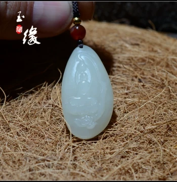 Xinjiang Hetian Jade Pendant Green-White Jade High Green-White Formless Buddha Yu Zhi Yuan Men Women New Product Gift Jade Ornament Certificate