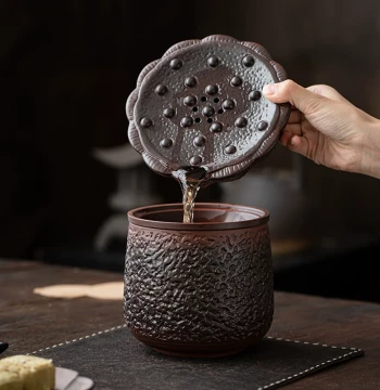 Premium Purple Clay Jian Shui Ceramic Tea Waste Container with Separated Water Vessel, Wastewater Tea Jar, Desktop Dry Brewing Tray, and Teapot Stand