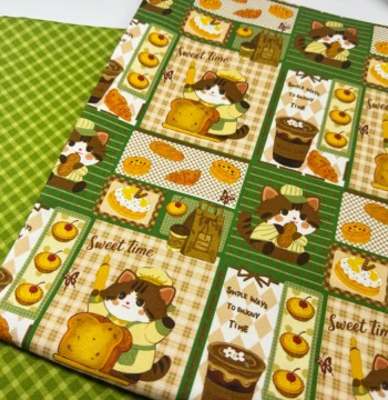 100% Cotton 8oz Canvas and Poplin Green Plaid Patchwork Cat Bags Tablecloth Overalls Jacket Intestine Ring Fabric