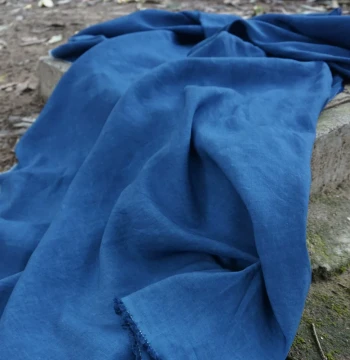 Plant-Dyed Sky Blue Tencel Ramie Garment Fabric