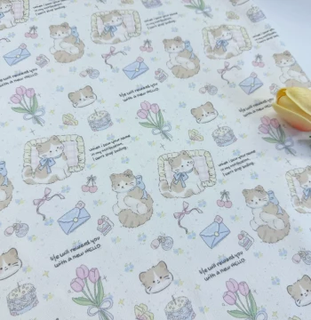 100% Cotton 8oz Canvas and Brocade Cotton Tulip Cat Cartoon Jacket Tablecloth Bags Overalls Fabric