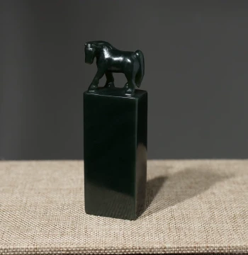 [In Stock] Hetian Green Jade Horse Knob Seal Private Seal Leisure Seal Small Seal Shanghai Jade Carving Studio Handmade