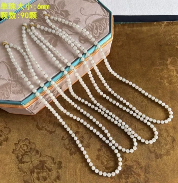 N6mm White Jade Seed Material Round Beads Long Chain / Buddha Head Clash Bead Style Long Lanyard with Original Skin, Zhen® Warehouse Opening