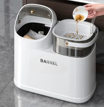 Tea Water Bucket with Tea Residue Filter and Drainage for Tea Ceremony Tables; Dry-Wet Separation Waste Bin for Kung Fu Tea Sets
