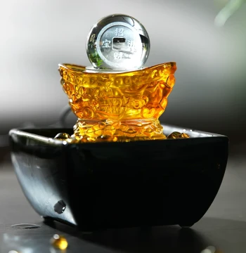 Rotating Ball Wealth-Attracting Flowing Water Fountain Office Entryway Feng Shui Wheel Luck Ball Living Room Desktop Wealth Generation Decoration Ornament Small