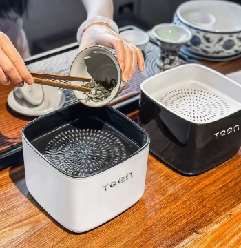 Tea Water Bucket Desktop Tea Residue Cylinder Wastewater Bucket Tea Leaf Filter Small Trash Can Office Dry-Wet Separation Tea Set Accessories