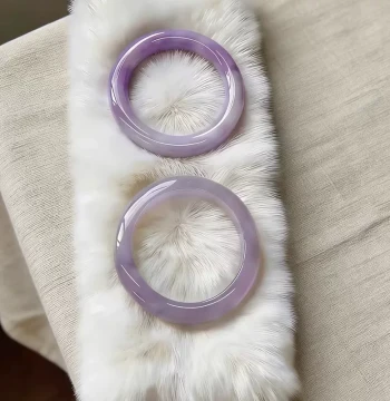 Yu Changqing [Ru Shi Series] Myanmar High-End Authentic Jadeite Ice Species Floating Flower Violet Jade Bangle Processing