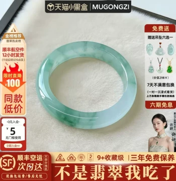 Liu Siyi Same Style 'Qinghuan' Myanmar High-End Authentic Ice Species Floating Flower Jadeite Bangle Buli Bracelet Processing