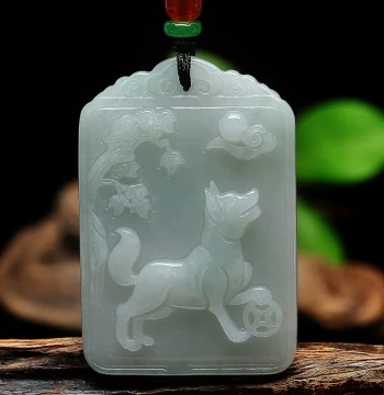 Jadeite Twelve Zodiac Jade Pendant Dog Zodiac Necklace Dog Tag Jade Plaque Men and Women Pig Pendant Large Style Square Dog Jade