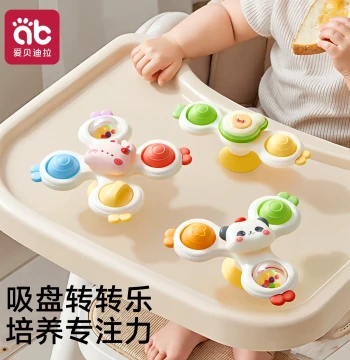 Baby Suction Cup Spinner Toy - Rotating Gyro for High Chairs, Chewable Educational Toy for Infants 6 Months to 1 Year