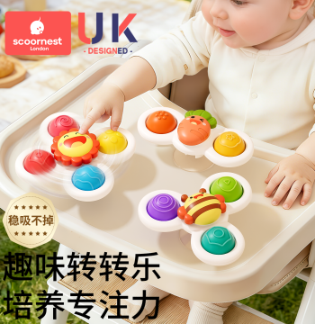 Scoornest Children Cartoon Suction Cup Spinning Fun Toy Rotating Top Infant Chewable Baby 0-1 Year Educational 6