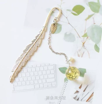 Dried flower specimen bookmark reading paging mark metal boo
