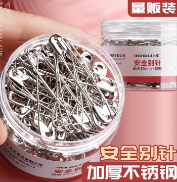 Bucket Pack Safety Pins, Vintage Clothing Fasteners, Medium/Large Silver Paper Clips, Garment Store Tag Hanging Pins, Creative U-Slot Locking Pins, Wholesale Metal Badge Clips