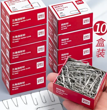 Deli Paper Clips Office Supplies Curved Clips Binding Stationery Nickel-Plated Thickened 1000 Pieces Bulk Free Shipping