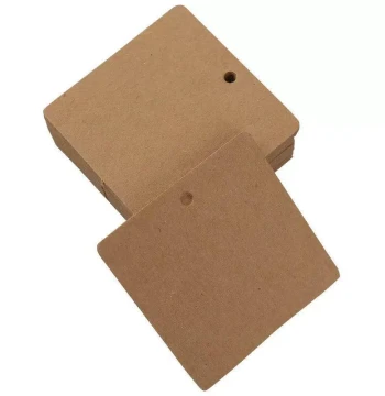 50pcs 6x6cm Square Kraft Paper Tags Garment Clothing Shoes B