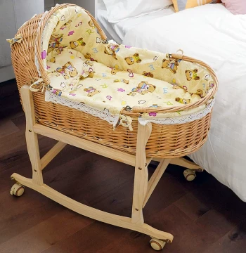 Rattan Woven Baby Cradle Bed Newborn Outdoor Portable Handheld Basket Car Soothing Sleep Basket Baby Bed Cradle Solid Wood