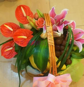 Xiamen Flower Shop Fresh Flowers & Fruit Baskets for Mid-Autumn Festival & Teacher's Day Greetings, Same-City Flower Delivery, Holiday Gifts